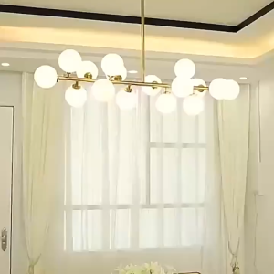 ✨Garansi 12 bulan✨Lampu Gantung Ruang Tamu Lampu Gantung Minimalis Lampu Hias Gantung Meja Makan Minimalis Kacang Ajaib Lampu LED Gold 16 Glass Minimalis Modern Kamar tidur ruang belajar restoran toko kamar mandi 95cm+55cm G9 bsu