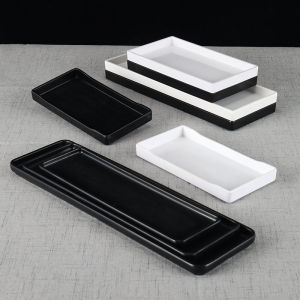 Kaber Long Rectangle Narrow Plastic Plate Melamine Storage Small Tray Chinese Style Flat Dish Commercial Use Dishware Plate