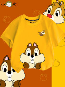 Qiqi and Titi Chipmunk Squirrel Brothers Short Sleeve T-shirt Male Female Kids Clothes Student Baby Pure Cotton Half Sleeve