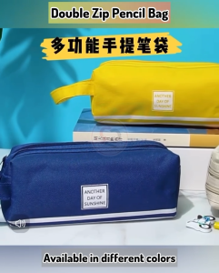 Double Layer Portable Pencil Case Simple Oxford Cloth Double Zipper Pencil Case Student Storage Stationery Bag Pencil Box