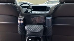 Tas Penyimpanan Mobil PU Tas Kantung Jaring Tengah mobil PU Tas Jok Belakang Kursi Mobil Organizer