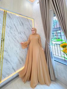 SIGAWA-(COD) Gamis Wanita Terbaru Bawahan Mayung Lebar Motif Polos Berpayet Mutiara