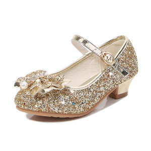 New Autumn Girls Small-heeled Princess Shoes Bows Children Soft-soled Mary Jane Shoes Kids Single-strap Stage Shoes Casual Shoes