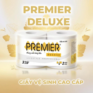 [COMBO 8 CẶP - 16 CUỘN] Giấy vệ sinh cao cấp PREMIER Deluxe có lõi 3 lớp - 100% bột giấy nguyên sinh không chất tẩy 2 cuộn/cặp – Chính hãng