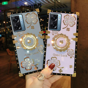 Casing For Samsung Galaxy A24 A14 5G A14-4G A13 A73 A54 Clover Rhinestone Ring Phone Case For Samsung A24 LTE SamsungA13 A53 Bling Ring Holder Cover on A 24 Shockproof Back Cases
