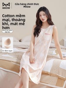 MiiOW | Đầm Ngủ Mùa Hè Không Tay Cotton Có Đệm Ngực Dùng Tại Nhà