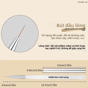 Bộ Cọ Vẽ Móng Chuyên Nghiệp Đính Đá Kẻ Viền 5/7/9/12mm Dùng Cho Chi Tiết Làm Móng
