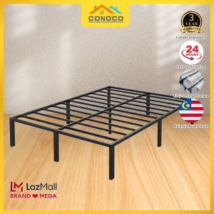 CONOCO Metal Bed Frame Heavy Duty Iron Single/Queen/KingSturdy Rangka Katil Logam Bed Frame Bedroom Furniture Black 鐵架床