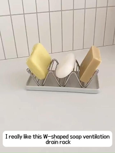 Stainless Steel Wave-Shaped Soap Rack With Water Tray Dual-Side Usable Large Waterproof And Rust-Proof For Bathroom & Kitchen