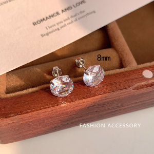 Ultra-Shiny Small Earring Post Screw Clasp Unique Cochlea Ear Studs Fashionable Korean Style Alloy Embedded Artificial Gemstone