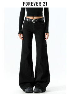 Forever 21 American Retro Black Bell Bottom Jeans Womens Low Waist Slimming Skinny Pants Summer New Style Cotton Blend Jeans