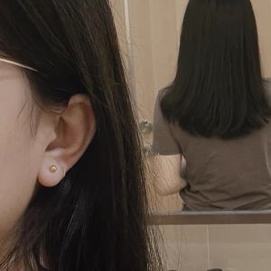 Versatile Gold Bean Gold Ball Earrings Hypoallergenic Plated Titanium Steel Daily Commuting Ear Hole Jewelry Fashion Accessories