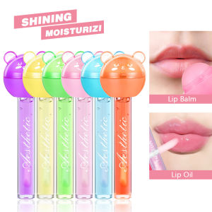 2 IN 1 Lip Gloss&Balm Set Shiny Lip Pop Lollipop Fruit Flavored Natural Moisturizing Lip Gloss Girls Women Lips Makeup