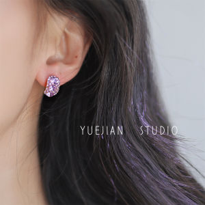Purple Titanium Steel Zircon Flash Diamond Ear Cuff Womens Korean Style Geometric Pattern Alloy Ear Jewelry Fresh out