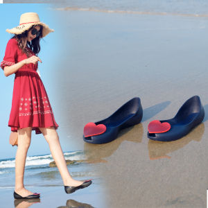 Summer 2025 Womens Beach Sandals Plastic Flat Bottom Jelly Shoes Fashionable Anti-Slip Holiday Coast Matching Slip-On Shoes