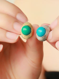 Fashionable White and Blue Turquoise without Pierced Ears French Style Mid-Ancient Mosquito Coil Ear Clip Classy Sentong Qin Big Brand Looks Expensive