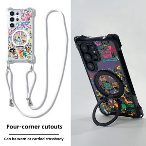 S25Ultra Phone Case Crossbody with Lanyard New Protection Cover Stand Anti-Fall Full Protection Compatible Magnetic Absorption Neck Galaxys Premium Chain