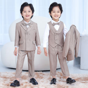 Childrens Suit Set Boys Wedding Birthday Outfit Cute British Style Cotton Polyester Blend Four Season Wear for Kids