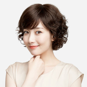 Wig full head cover for middle-aged and elderly mothers short curly hair fluffy and breathable fashionable temperament full head cover