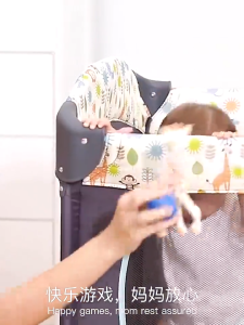 Multifunctional  Baby Crib With Free Mosquito Net Foldable Crib Mobile Liftable 2 Layer Stitching Big Bed With Shaker