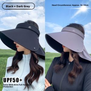 Miiow | Foldable Large Brim Sunshade Hat UV Protection Empty Top Cat Person Summer Cap Nylon Material Travel Scenarios Fall Spring Summer