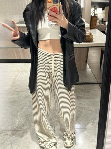 YOUTHLE หนาขึ้น ลำลอง ผ้าขนหนูลายขากว้าง กางเกง ฤดูใบไม้ร่วง ฤดูหนาว ทันสมัย ทุกคู่ พื้นผิว Extended Loose Floor-Length ผู้หญิง กางเกงขายาว