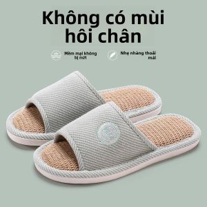 MONLEYTA | Dép lười vải lanh cotton mùa xuân thu trong nhà im lặng dùng trong gia đình bốn mùa cho nam và nữ mẫu mới mùa hè