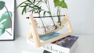 COLOGO 🥇 Desktop Hanging Glass Planter Hydroponic Plants Bulb Vase with Frame Stand / Glass Pasu bunga