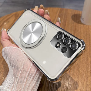 เคสโทรศัพท์ซิลิโคนป้องกันแบบครอบคลุมเต็มรูปแบบสำหรับ Samsung A53 A52 5G แบบใส พร้อมขาตั้ง สำหรับผู้ชายและผู้หญิง