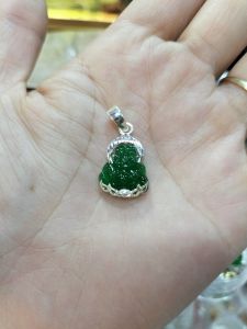 Phật Bà Phật Di Lặc đá Ngọc cẩm thạch bọc bạc s925 vĩnh viễn bảo hành bạc