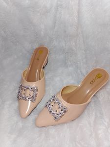 N3 Shoes Selop Wanita Glossy 01 high heels 5cm kekinian