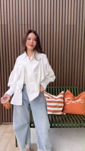 🔖Mirrorsister 41031.4 เสื้อเชิ้ตทรงเก๋ ดีไซน์แต่งโบว์ ช่วงแขนมีดีเทลจับจีบ ปลายแขนแต่งเฉียงเก๋ๆ มีสไตล์ดูดีทุกจุด