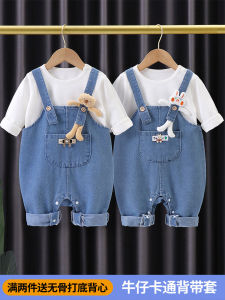 Spring Autumn Baby Denim Overalls Set Boys Girls Children 2 5 New Style Cotton Polyester Spandex Elastic Fiber Casual Outfit