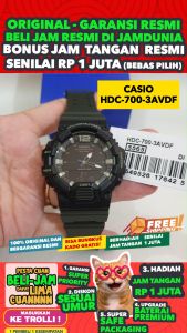 CASIO ORIGINAL - CASIO HDC-700-3AVDF - Strap Resin - MEN - Green Black - Jam dunia JD19ST # Jam Tangan Pria Cowok Anti Air Digital Analog + CASIO HDC 700 3A HDC-700 700 HDC700 HDC-700-3A $ WR1 STR BS7
