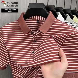 TUCANO | Áo Polo Icy Silk Có Sọc Cổ Dành Cho Nam Tay Ngắn cho Mùa Hè