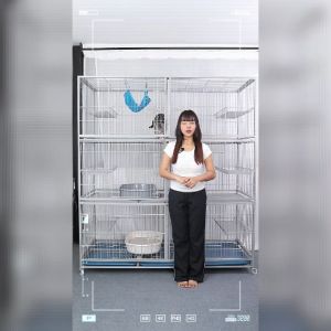 Petus กรงสีด้าน กรงแมว ขนาด 162x68x183 ซม. ซี่ห่าง 3 ซม กรงแมวขนาดใหญ่ 3 ชั้น มีตัวกั้นกลาง มีประตูแต่ละชั้น