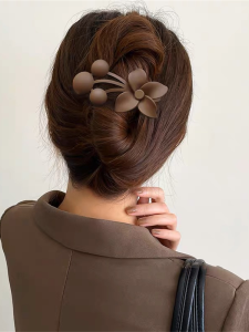Elegant Floral Hair Clip Trendy Duckbill Hair Clamp Simple Versatile Hair Accessories Gentlewomanly Hair Grips for Women