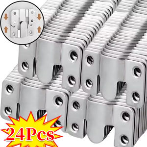 24 ชิ้น ตะขอแขวนกรอบรูปสแตนเลส / หัวเข็มขัดแขวนแบบฝังเรียบ คลิป Z / ตัวต่อเฟอร์นิเจอร์แบบล็อค