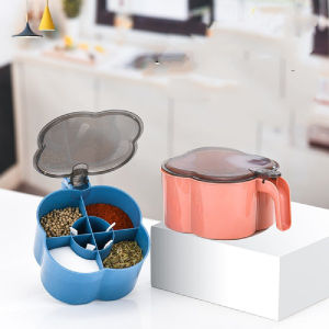 Hộp Đựng Gia Vị 4 Ngăn Có Nắp Đậy Kèm 4 Muỗng Thìa