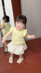 Korean Style Fashion Setelan Lucu sedikit bebek tiga dimensi dekorasi T-shirt lengan pendek + Gaya manis dress