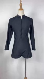 Đồ bơi nữ NES Bikini đi biển 1 mảnh dây kéo phía trước tay dài kín đáo màu đen bikini liền thân bikini bigsize  đồ tăm biển đồ lặn biển DD02