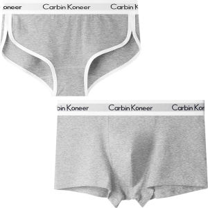 CarbinKoneer | กางเกงชั้นในคู่รักผ้าฝ้ายแท้ ชุดกางเกงบ็อกเซอร์ชาย กางเกงขาสั้นทรงสามเหลี่ยมเซ็กซี่สำหรับผู้หญิง กล่องของขวัญ ชุดกางเกงชั้นในคู่รัก