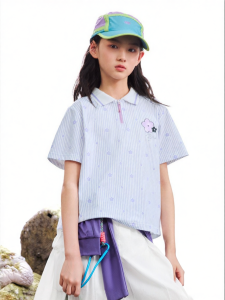 PUMA | Kids Girls Polo-style Short-sleeved T-Shirt Thin Striped Printed