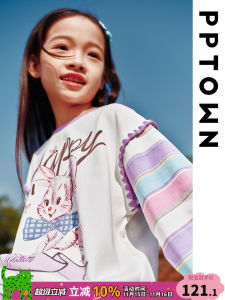 Girls Long Sleeve T-Shirt Striped Base Shirt Spring Summer Childrens Clothing Cotton round Neck Cartoon Print Breathable