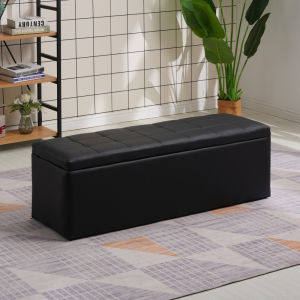 Modern Simplicity Storage Bench Rectangular Seat Wooden Column Leather Surface for Changing Shoes Clothing Store Sofa