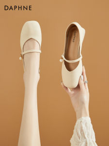 รองเท้าส้นแบนหนังแท้ Daphne สำหรับผู้หญิง ฤดูใบไม้ผลิและฤดูใบไม้ร่วง รองเท้า Mary Janes ทรงหัวเหลี่ยม ทรงหัวมน รองเท้าสวมสบาย