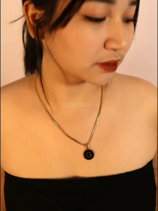 Necklace GM solid cable G Black 18 inches japann color goldd look