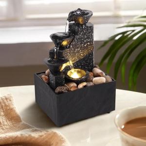Creative USB Water Fountain Desktop Flowing Water Waterfall With Led Light Money-making Flowing Water Ornaments Landscape Decorations
