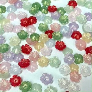 ดอกโป๊ยเซียนจิ๋ว สีพลาสเทล เคลือบเงา ขนาด 10mm DIY อุปกรณ์งานฝีมือ สำหรับงานร้อย สร้อย กำไล เหรียญโปรยทาน