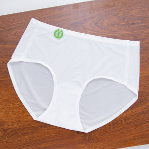 Nude Feel Seamless Ice Silk plus Size Underwear Womens Fat mm 100.00kg Mid-Waist Breathable High Elastic Cotton Antibacterial Crotch Ultra-Thin Summer
